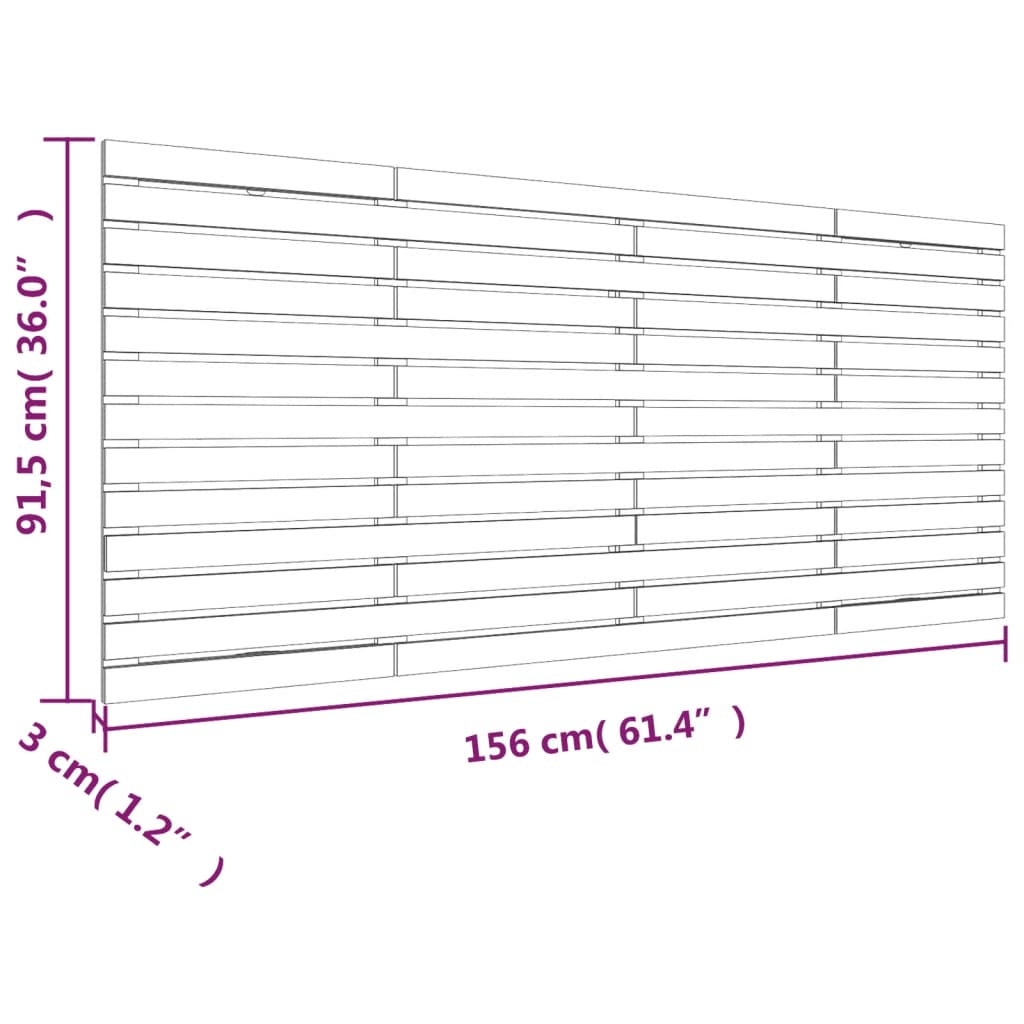 Tăblie de pat pentru perete, alb, 156x3x91,5 cm, lemn masiv pin - Lando