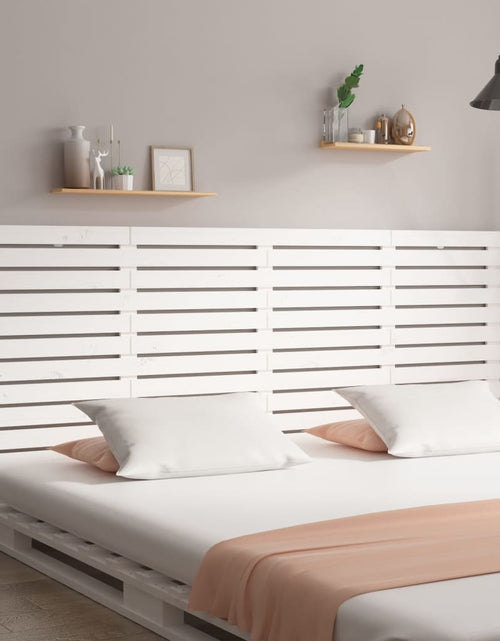 Încărcați imaginea în vizualizatorul Galerie, Tăblie de pat pentru perete, alb, 156x3x91,5 cm, lemn masiv pin - Lando
