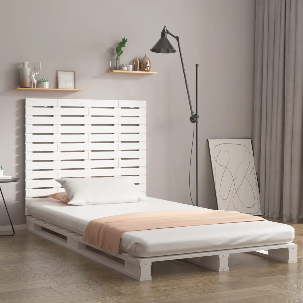 Tăblie de pat pentru perete, alb, 81x3x91,5 cm, lemn masiv pin - Lando