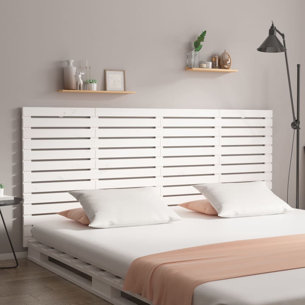 Tăblie de pat pentru perete, alb, 166x3x91,5 cm, lemn masiv pin - Lando