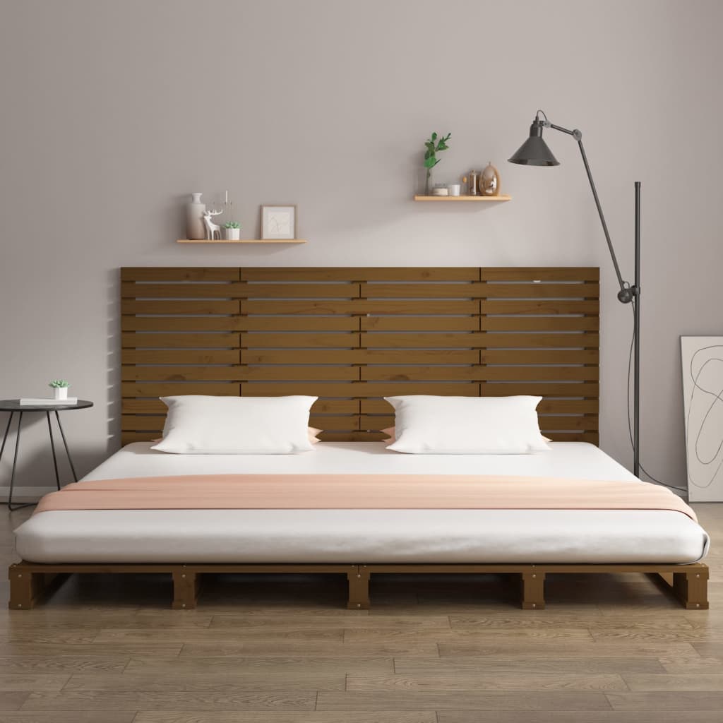 Tăblie de pat pentru perete maro miere, 166x3x91,5 cm, lemn pin - Lando