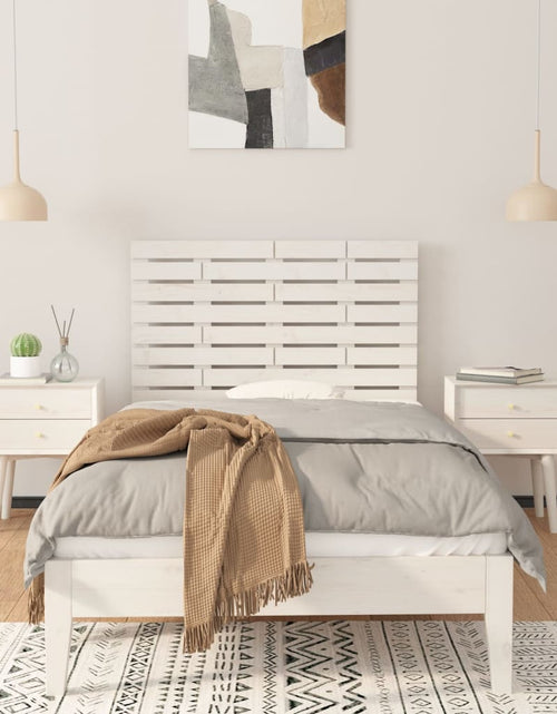 Încărcați imaginea în vizualizatorul Galerie, Tăblie de pat pentru perete, alb, 106x3x80 cm, lemn masiv pin - Lando
