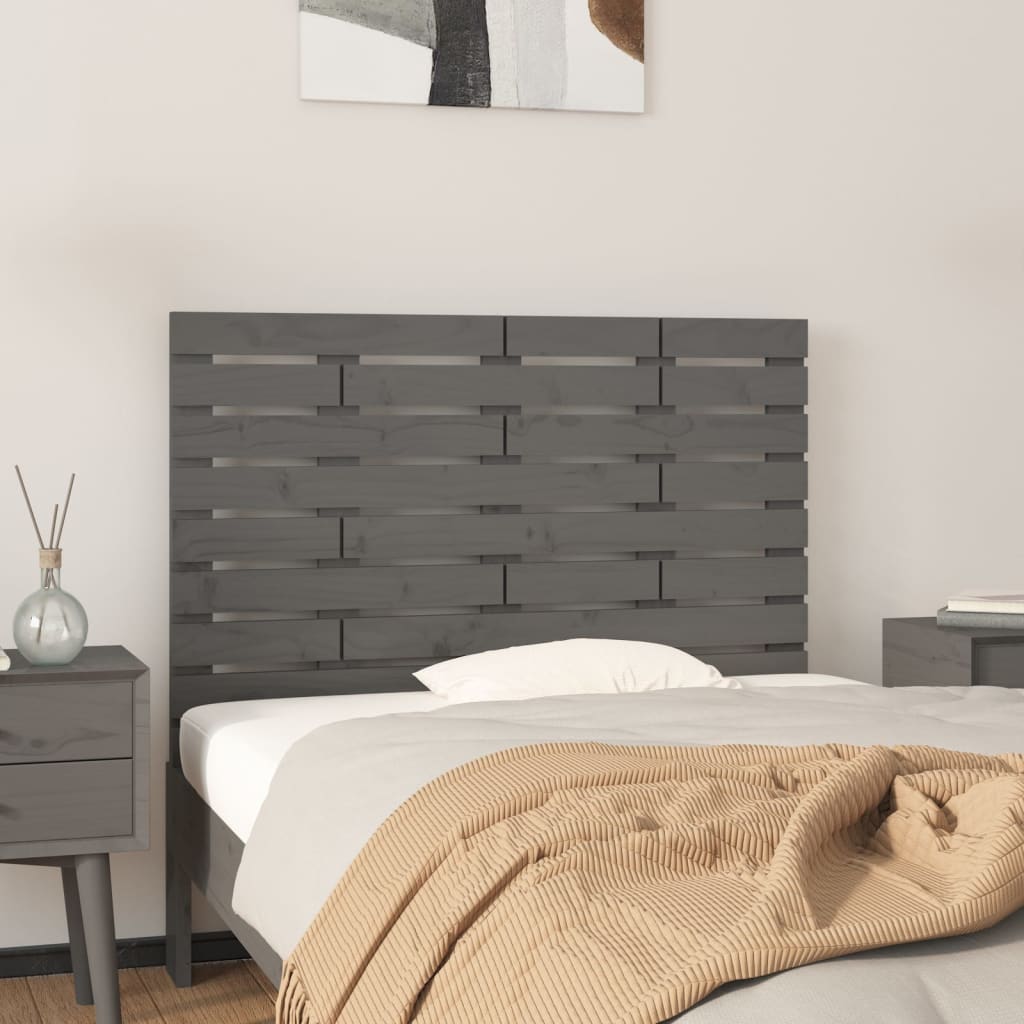 Tăblie de pat pentru perete, gri, 106x3x63 cm, lemn masiv pin - Lando