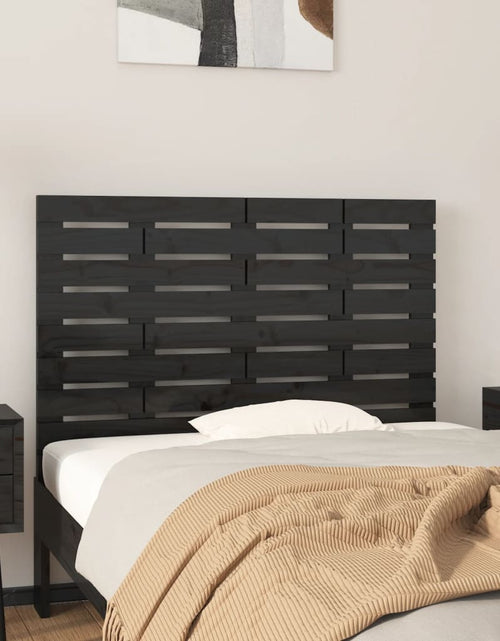 Încărcați imaginea în vizualizatorul Galerie, Tăblie de pat pentru perete, negru, 106x3x63 cm, lemn masiv pin - Lando

