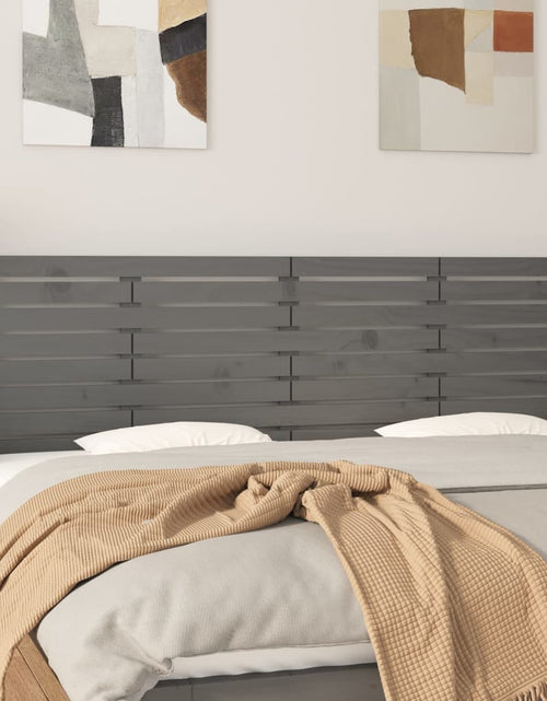 Загрузите изображение в средство просмотра галереи, Tăblie de pat pentru perete, gri, 206x3x63 cm, lemn masiv pin - Lando
