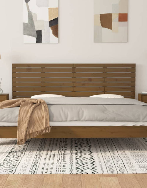 Încărcați imaginea în vizualizatorul Galerie, Tăblie de pat pentru perete, maro miere, 206x3x63 cm, lemn pin - Lando

