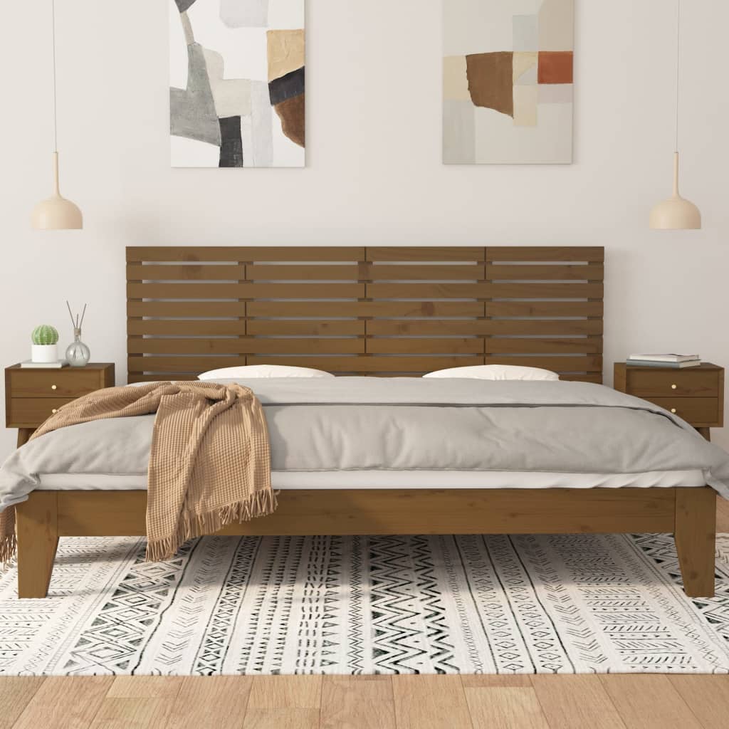 Tăblie de pat pentru perete, maro miere, 206x3x63 cm, lemn pin - Lando