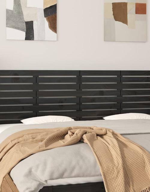 Загрузите изображение в средство просмотра галереи, Tăblie de pat pentru perete, negru, 206x3x63 cm lemn masiv pin - Lando
