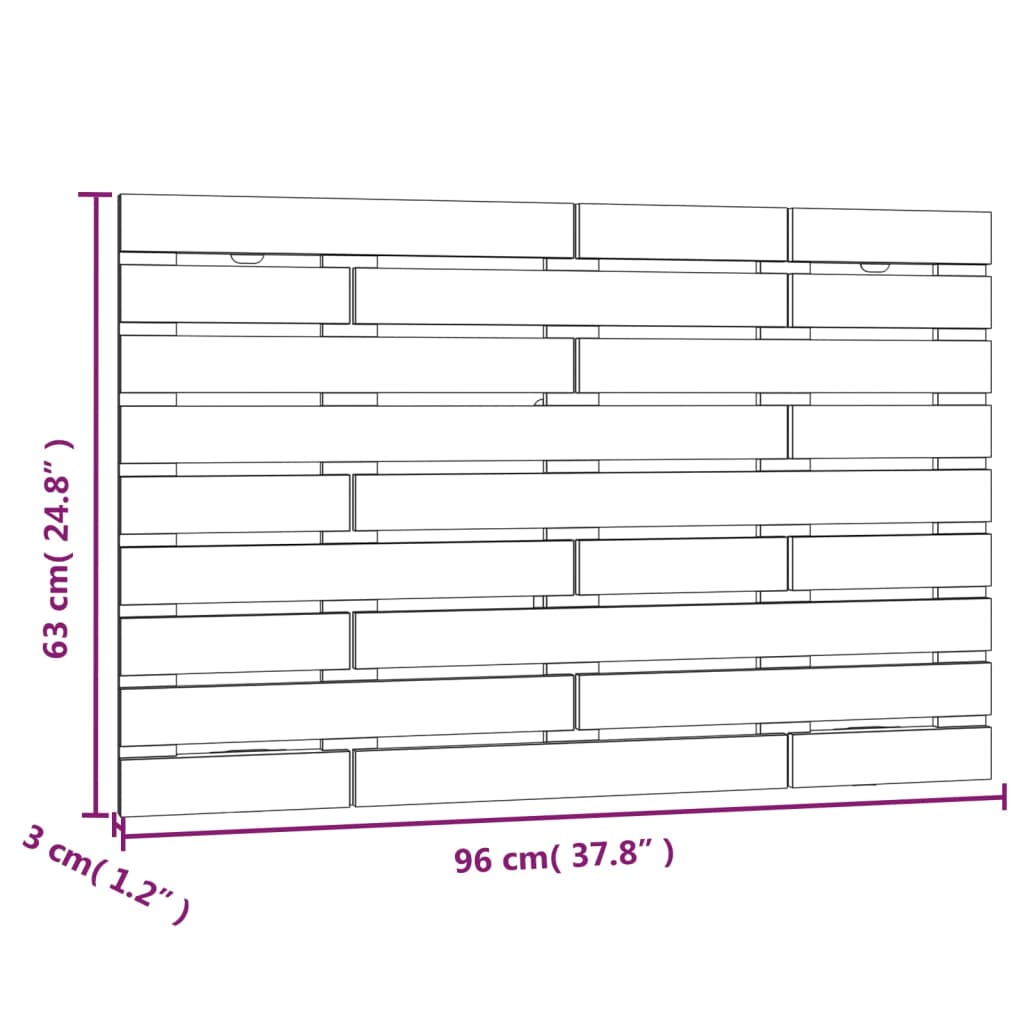 Tăblie de pat pentru perete, gri, 96x3x63 cm, lemn masiv pin - Lando