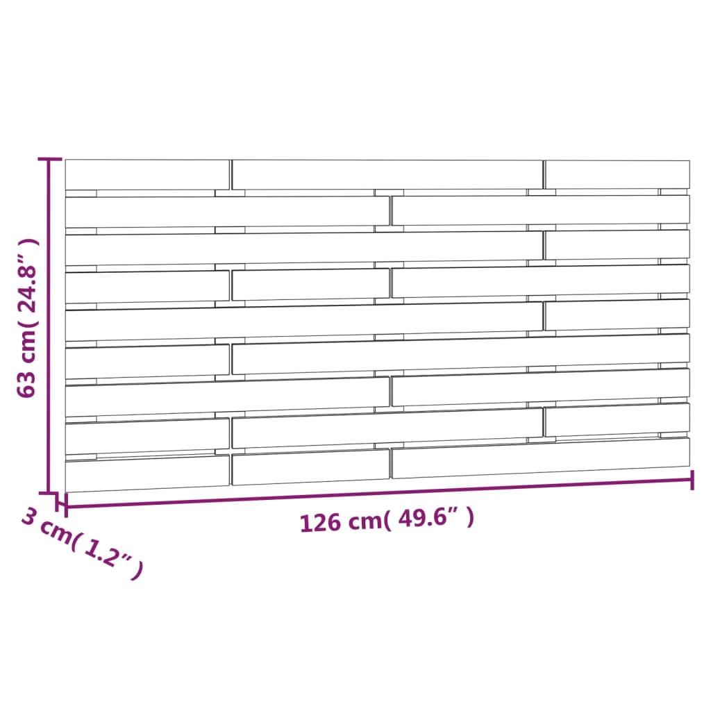 Tăblie de pat pentru perete, alb, 126x3x63 cm, lemn masiv pin - Lando