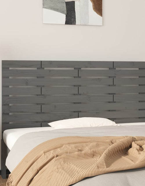 Загрузите изображение в средство просмотра галереи, Tăblie de pat pentru perete, gri, 126x3x63 cm, lemn masiv pin - Lando
