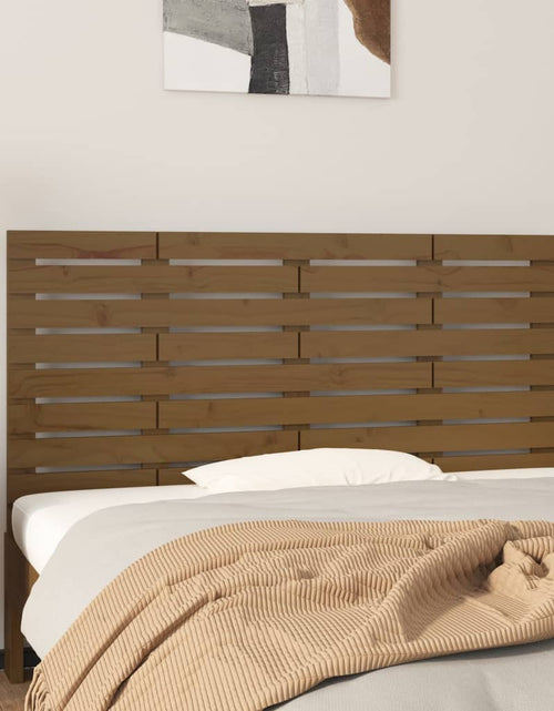 Încărcați imaginea în vizualizatorul Galerie, Tăblie de pat pentru perete, maro miere, 126x3x63 cm, lemn pin - Lando
