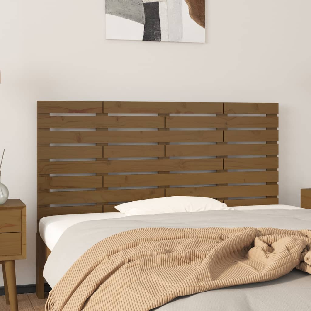 Tăblie de pat pentru perete, maro miere, 126x3x63 cm, lemn pin - Lando