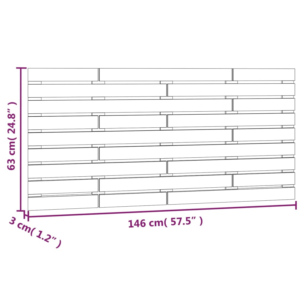Tăblie de pat pentru perete, alb, 146x3x63 cm, lemn masiv pin - Lando