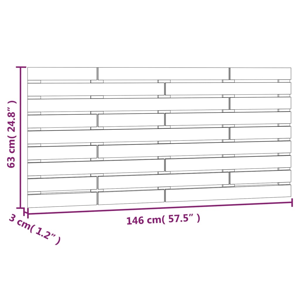 Tăblie de pat pentru perete, gri, 146x3x63 cm, lemn masiv pin - Lando