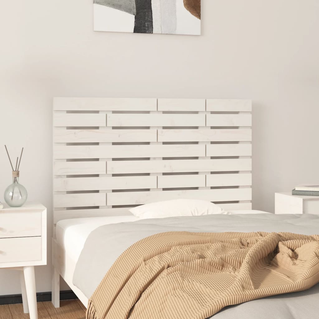 Tăblie de pat pentru perete, alb, 81x3x63 cm, lemn masiv pin - Lando
