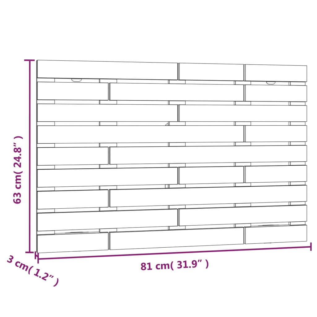 Tăblie de pat pentru perete, gri, 81x3x63 cm, lemn masiv pin - Lando