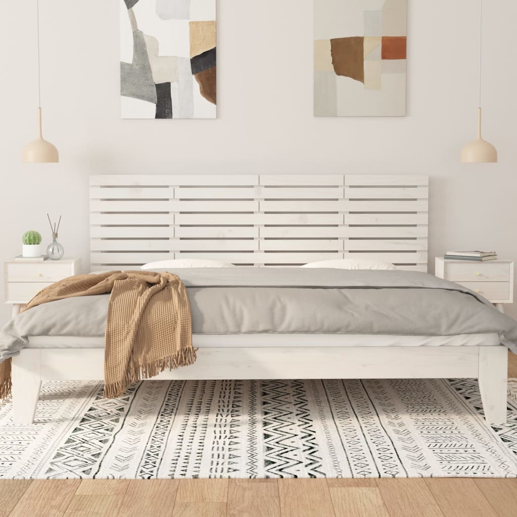 Tăblie de pat pentru perete, alb, 166x3x63 cm, lemn masiv pin - Lando