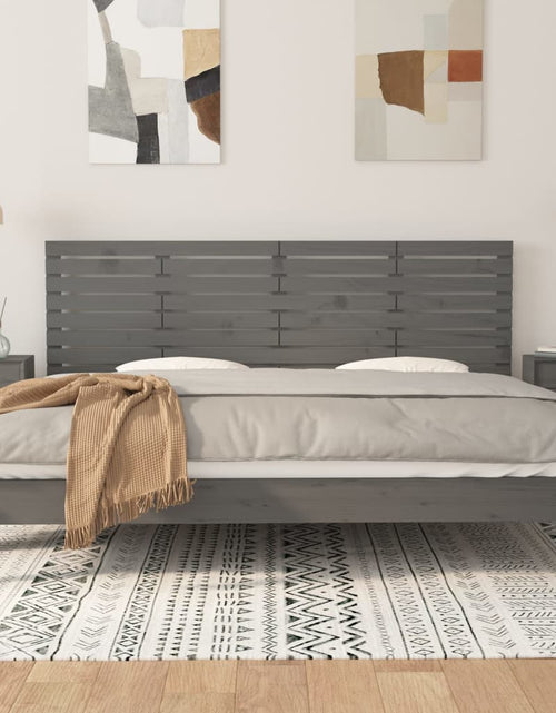 Încărcați imaginea în vizualizatorul Galerie, Tăblie de pat pentru perete, gri, 166x3x63 cm, lemn masiv pin - Lando
