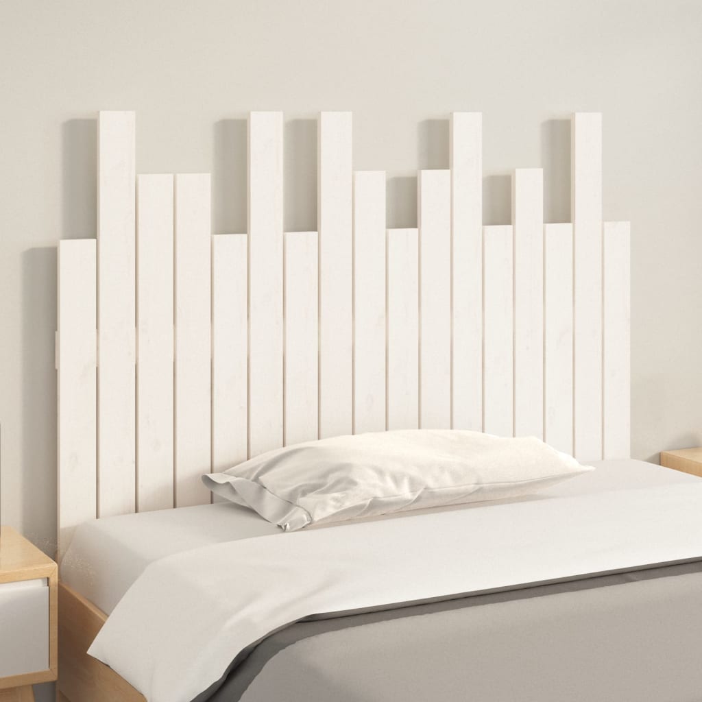 Tăblie de pat pentru perete, alb, 108x3x80 cm, lemn masiv pin - Lando