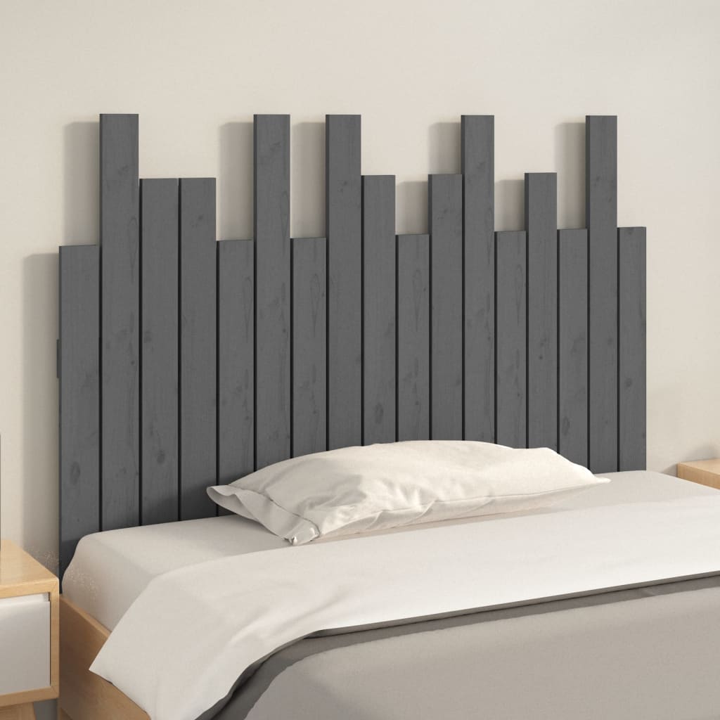 Tăblie de pat pentru perete, gri, 108x3x80 cm, lemn masiv pin - Lando