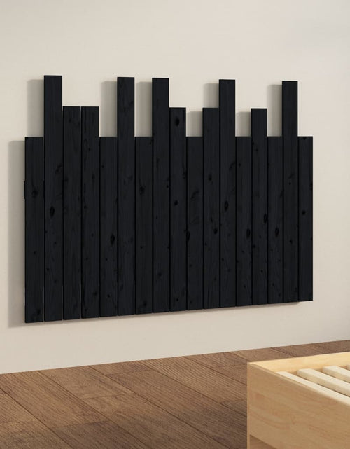 Загрузите изображение в средство просмотра галереи, Tăblie de pat pentru perete, negru, 108x3x80 cm, lemn masiv pin - Lando
