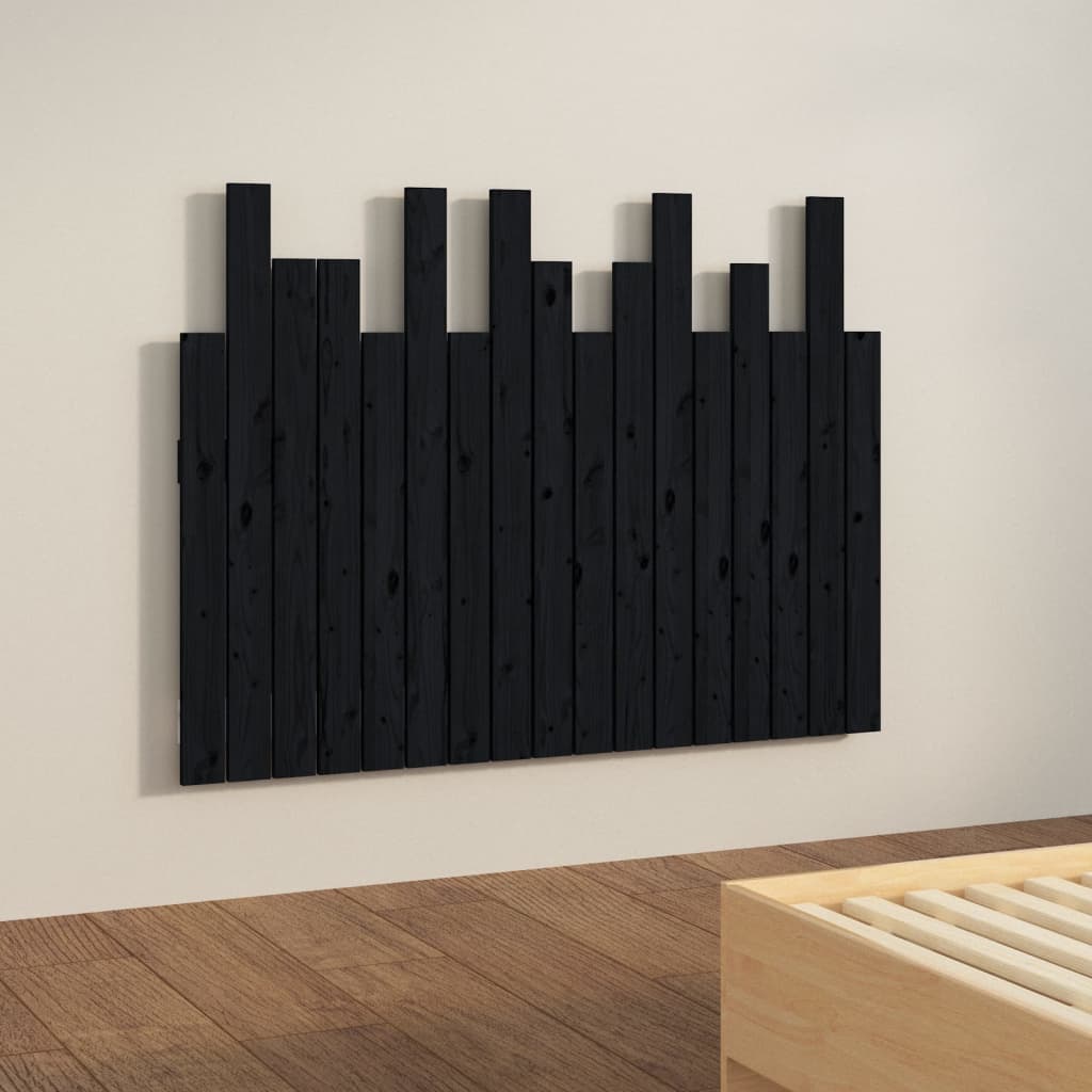 Tăblie de pat pentru perete, negru, 108x3x80 cm, lemn masiv pin - Lando