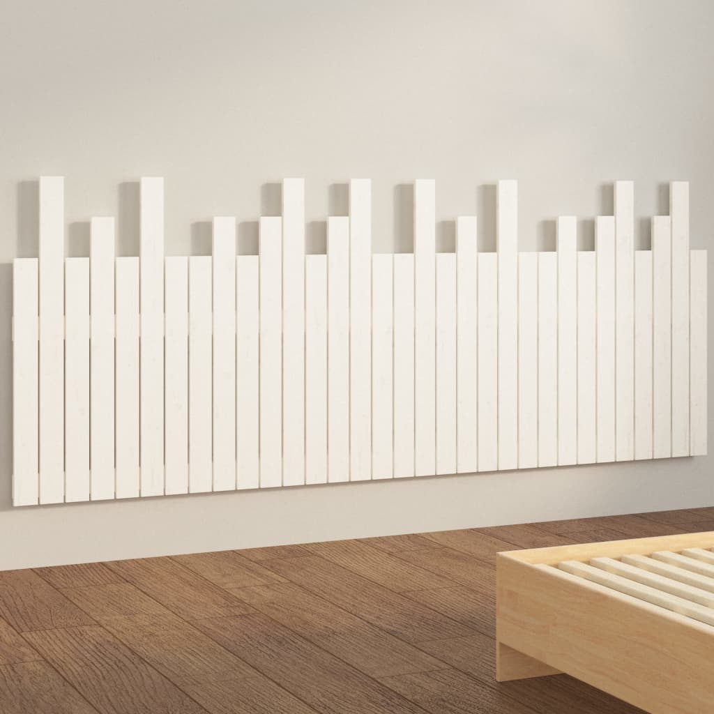 Tăblie de pat pentru perete, alb, 204x3x80 cm, lemn masiv pin - Lando