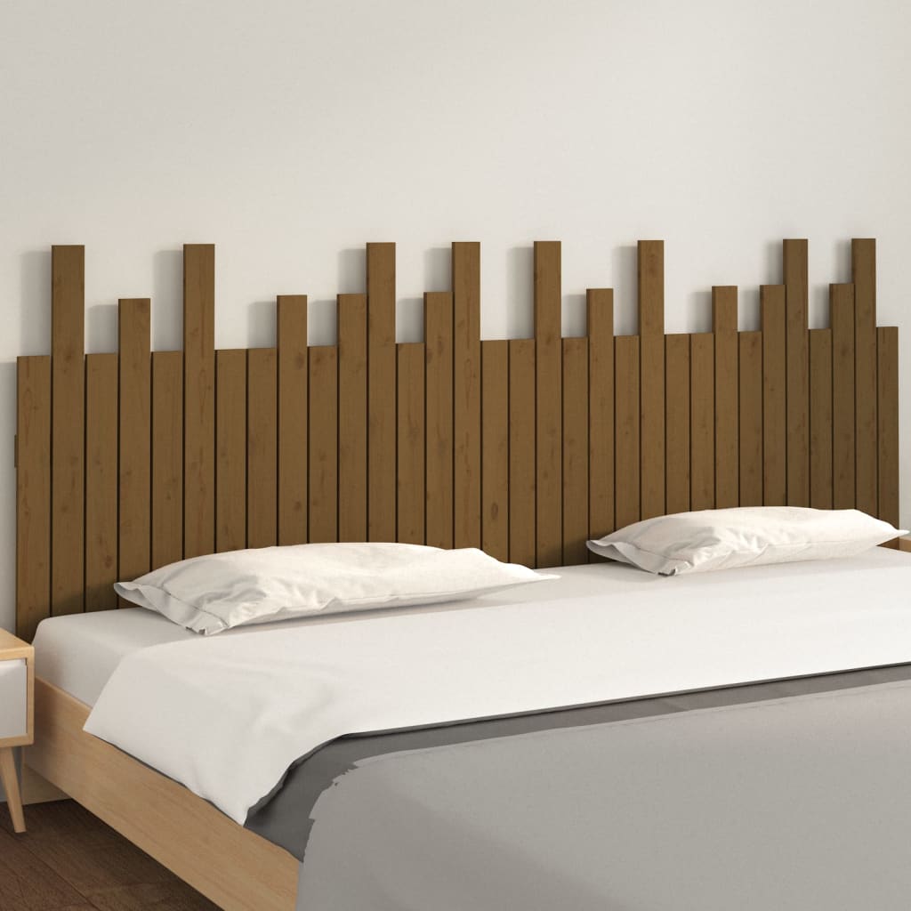 Tăblie de pat pentru perete, maro miere, 204x3x80 cm, lemn pin - Lando