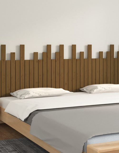Загрузите изображение в средство просмотра галереи, Tăblie de pat pentru perete, maro miere, 204x3x80 cm, lemn pin - Lando
