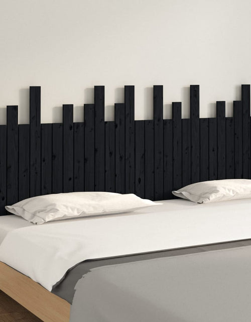 Încărcați imaginea în vizualizatorul Galerie, Tăblie de pat pentru perete, negru, 204x3x80 cm, lemn masiv pin - Lando
