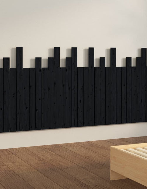 Încărcați imaginea în vizualizatorul Galerie, Tăblie de pat pentru perete, negru, 204x3x80 cm, lemn masiv pin - Lando

