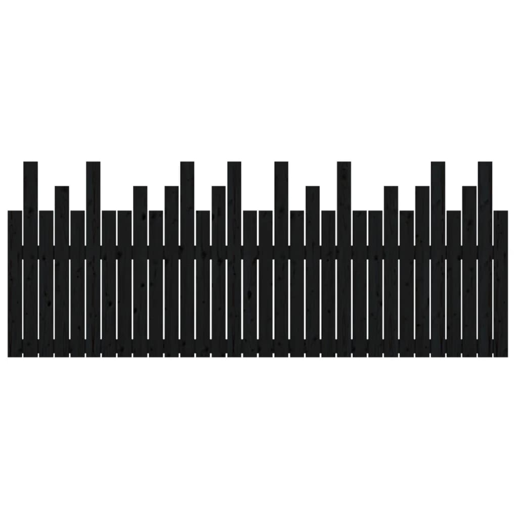 Tăblie de pat pentru perete, negru, 204x3x80 cm, lemn masiv pin - Lando