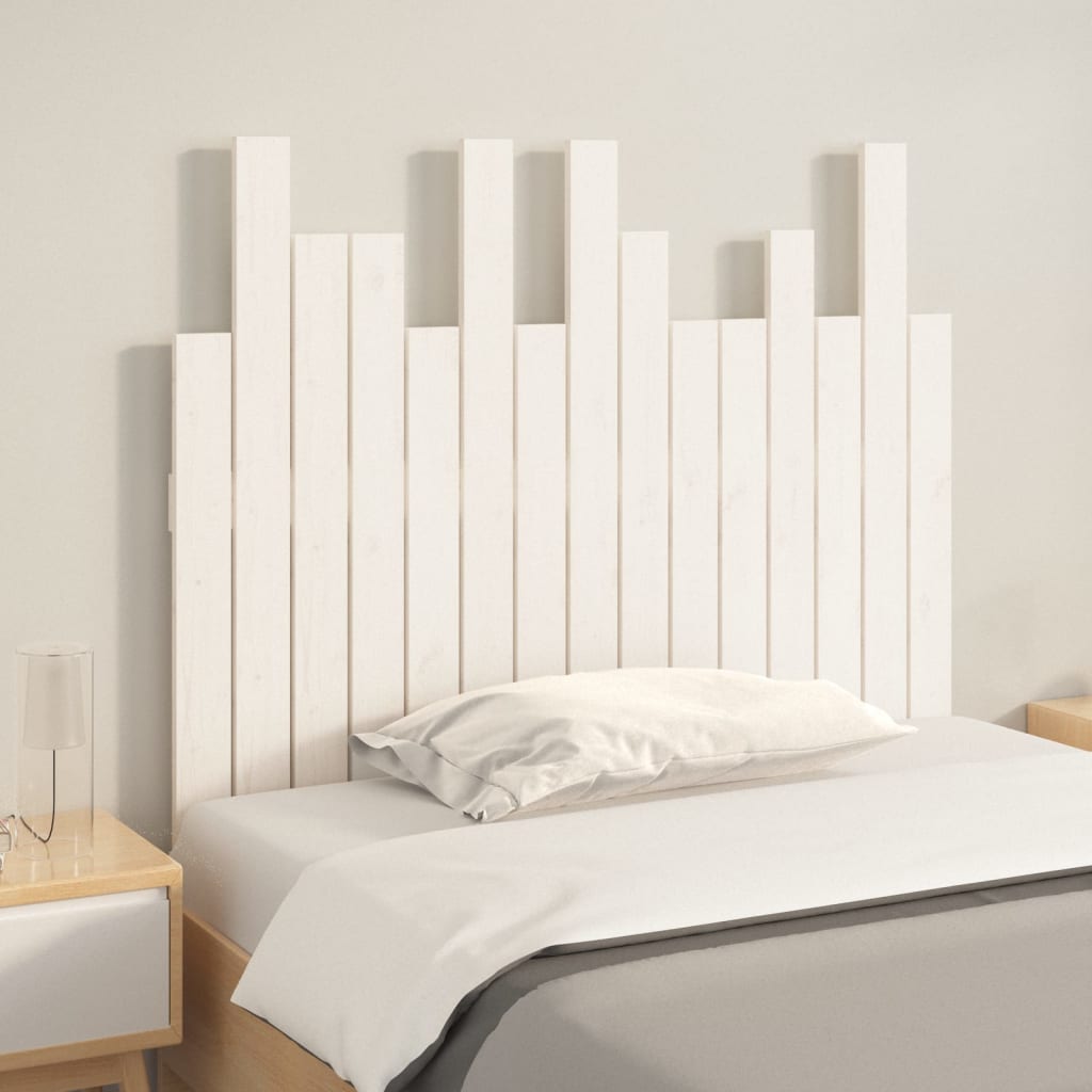 Tăblie de pat pentru perete, alb, 95,5x3x80 cm, lemn masiv pin - Lando