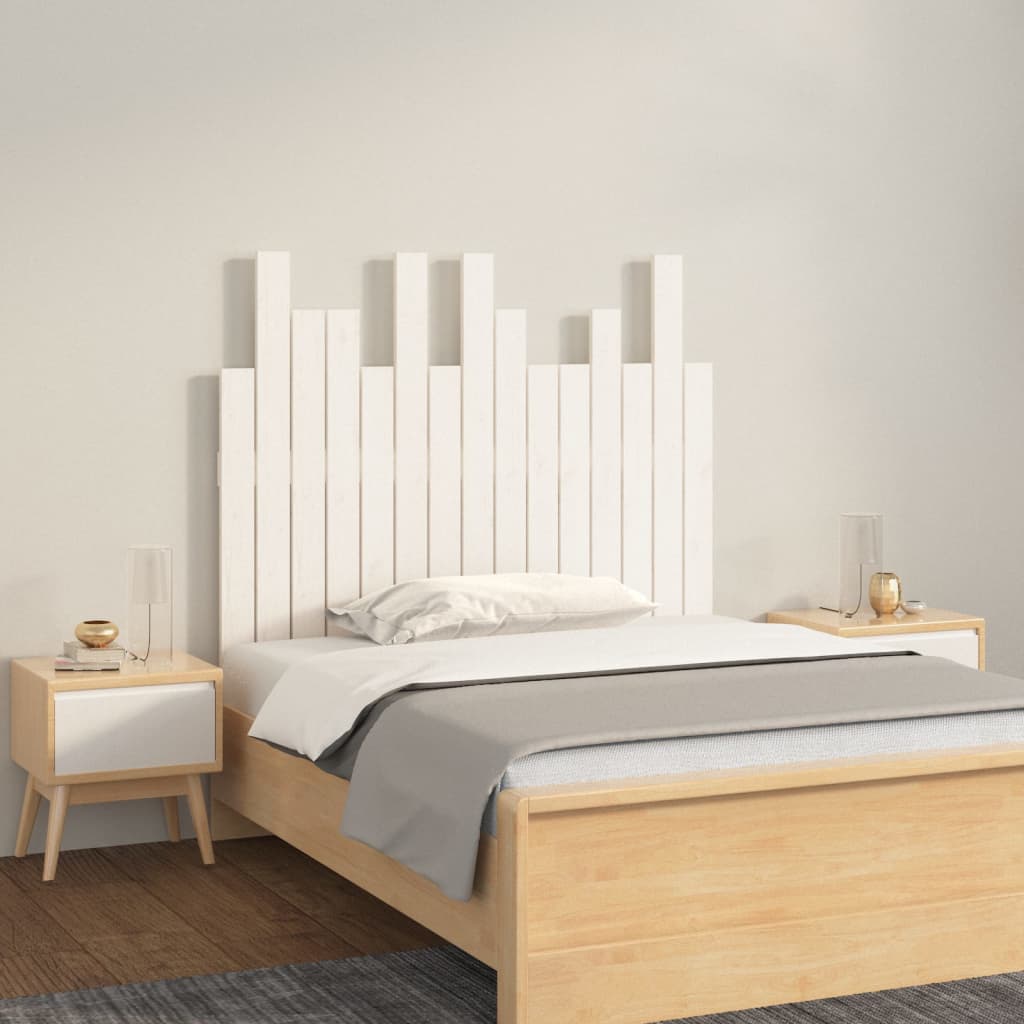 Tăblie de pat pentru perete, alb, 95,5x3x80 cm, lemn masiv pin - Lando