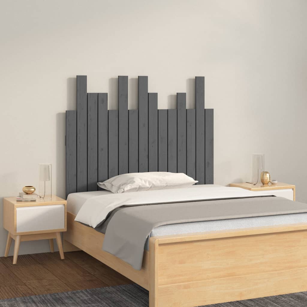 Tăblie de pat pentru perete, gri, 95,5x3x80 cm, lemn masiv pin - Lando