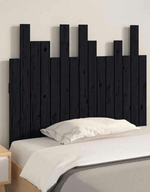 Încărcați imaginea în vizualizatorul Galerie, Tăblie de pat pentru perete, negru, 95,5x3x80 cm lemn masiv pin - Lando
