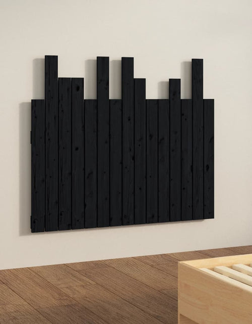Загрузите изображение в средство просмотра галереи, Tăblie de pat pentru perete, negru, 95,5x3x80 cm lemn masiv pin - Lando
