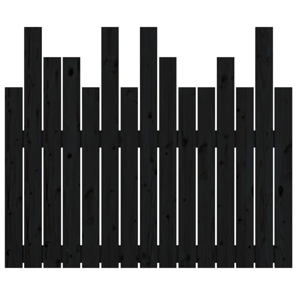 Tăblie de pat pentru perete, negru, 95,5x3x80 cm lemn masiv pin - Lando