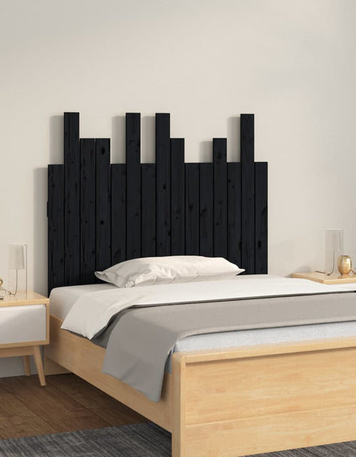 Загрузите изображение в средство просмотра галереи, Tăblie de pat pentru perete, negru, 95,5x3x80 cm lemn masiv pin - Lando
