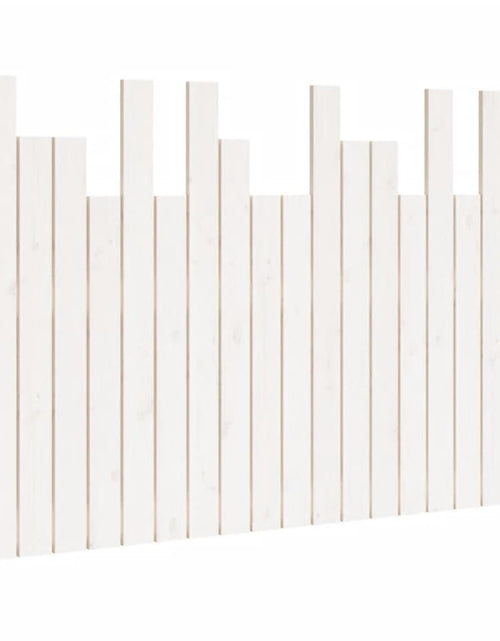 Încărcați imaginea în vizualizatorul Galerie, Tăblie de pat pentru perete, alb, 127,5x3x80 cm, lemn masiv pin - Lando

