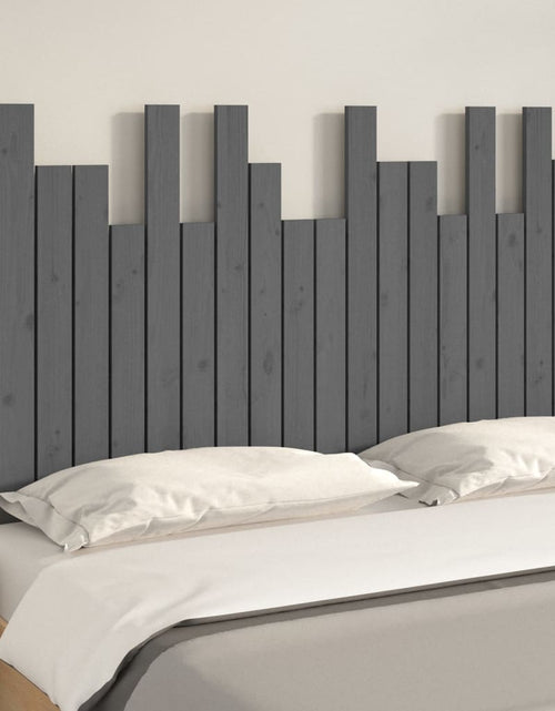 Încărcați imaginea în vizualizatorul Galerie, Tăblie de pat pentru perete, gri, 127,5x3x80 cm, lemn masiv pin - Lando
