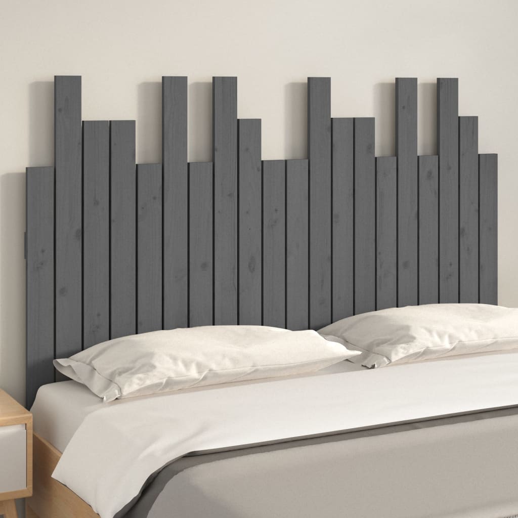 Tăblie de pat pentru perete, gri, 127,5x3x80 cm, lemn masiv pin - Lando