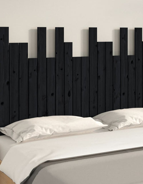 Загрузите изображение в средство просмотра галереи, Tăblie de pat pentru perete, negru 127,5x3x80 cm lemn masiv pin - Lando
