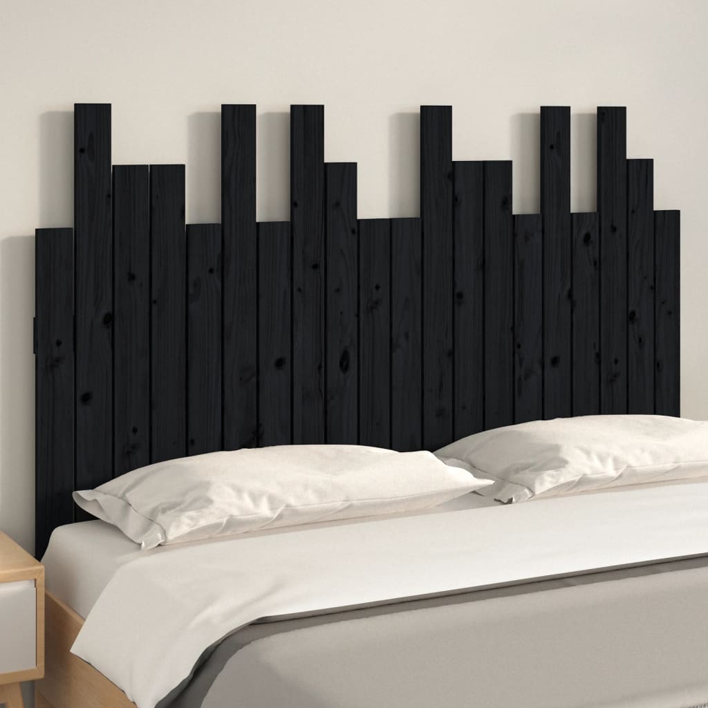 Tăblie de pat pentru perete, negru 127,5x3x80 cm lemn masiv pin - Lando
