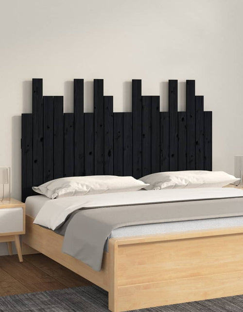 Încărcați imaginea în vizualizatorul Galerie, Tăblie de pat pentru perete, negru 127,5x3x80 cm lemn masiv pin - Lando
