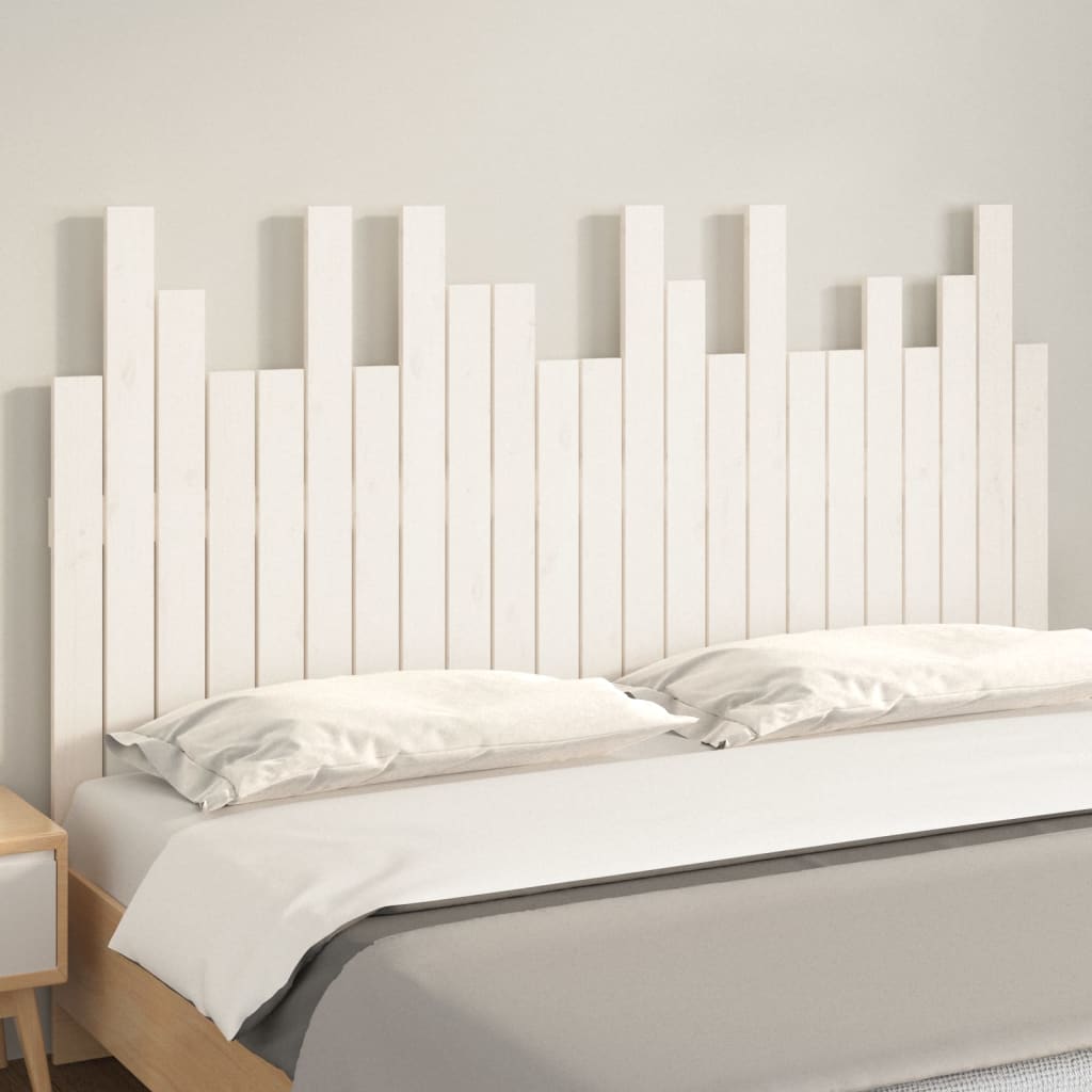 Tăblie de pat pentru perete, alb, 146,5x3x80 cm, lemn masiv pin - Lando