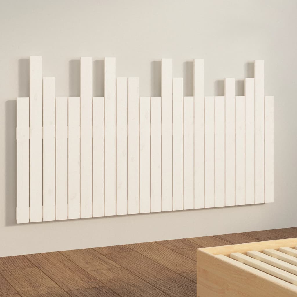 Tăblie de pat pentru perete, alb, 146,5x3x80 cm, lemn masiv pin - Lando