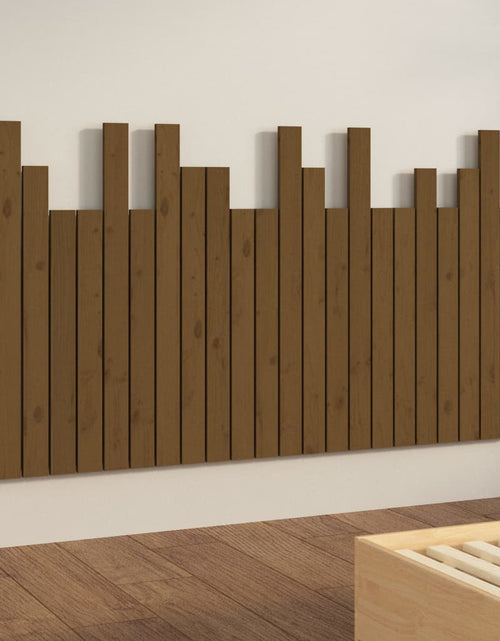 Загрузите изображение в средство просмотра галереи, Tăblie de pat de perete maro miere 146,5x3x80 cm lemn masiv pin - Lando
