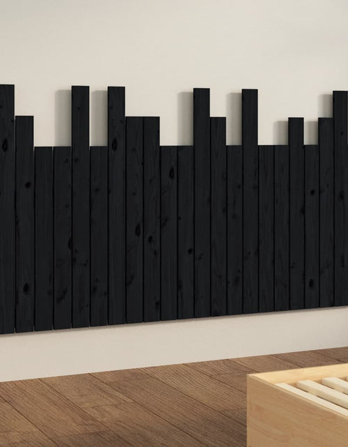 Încărcați imaginea în vizualizatorul Galerie, Tăblie de pat pentru perete, negru 146,5x3x80 cm lemn masiv pin - Lando
